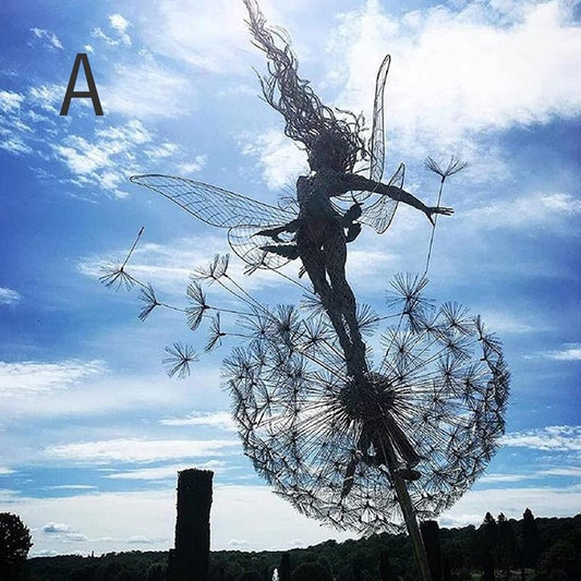 Garden Fairy Stake | Dancing Wind Spinner | Metal Stem, 31.5 in Height | Whimsical Garden Accent