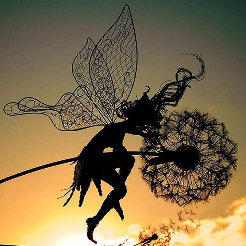 Garden Fairy Stake | Dancing Wind Spinner | Metal Stem, 31.5 in Height | Whimsical Garden Accent