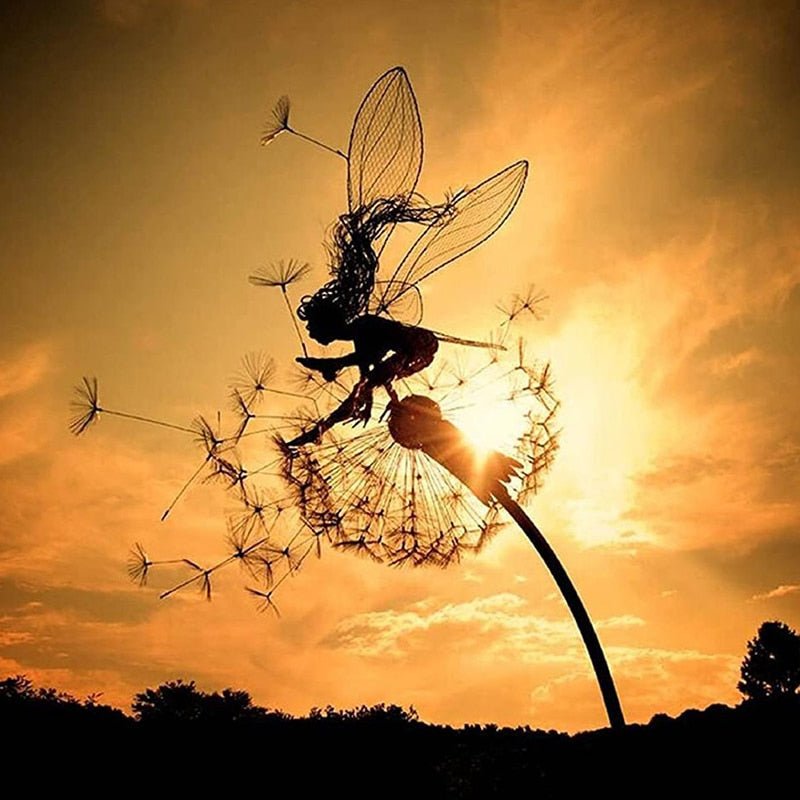Garden Fairy Stake | Dancing Wind Spinner | Metal Stem, 31.5 in Height | Whimsical Garden Accent