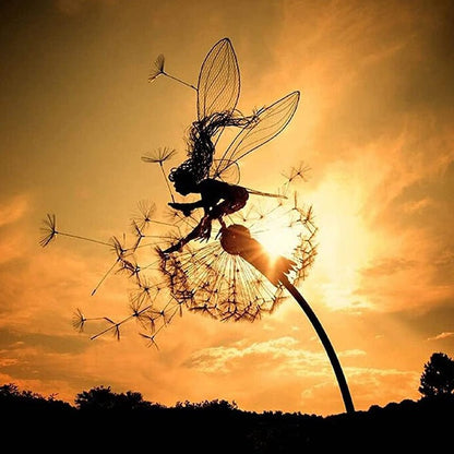 Garden Fairy Stake | Dancing Wind Spinner | Metal Stem, 31.5 in Height | Whimsical Garden Accent