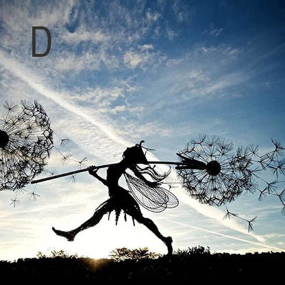 Garden Fairy Stake | Dancing Wind Spinner | Metal Stem, 31.5 in Height | Whimsical Garden Accent