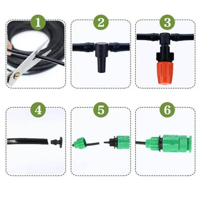 Garden Sprinkler Kit | Mist & Spray Modes | Adjustable Nozzles & 5–20m Hose | Water-Saving Design