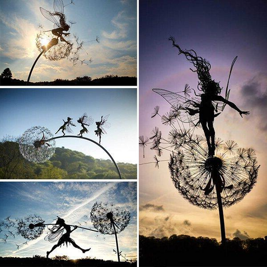 Garden Stake Decoration | Metal Fairy & Dandelion Design | 28 in Stake