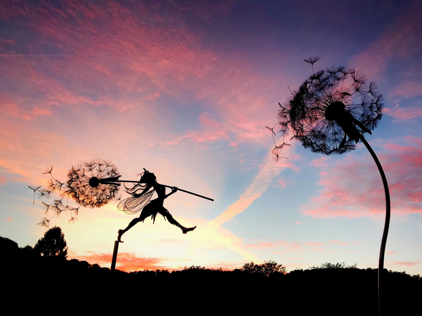 Garden Stake Decoration | Metal Fairy & Dandelion Design | 28 in Stake