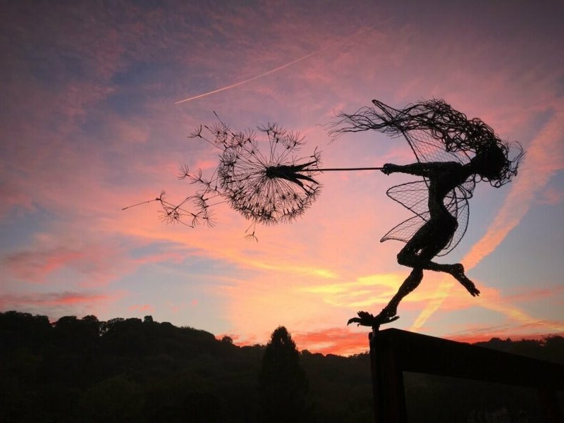 Garden Stake Decoration | Metal Fairy & Dandelion Design | 28 in Stake