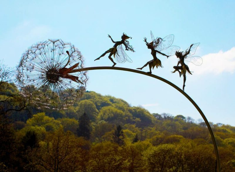Garden Stake Decoration | Metal Fairy & Dandelion Design | 28 in Stake