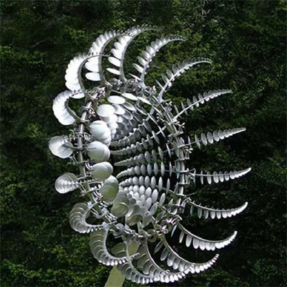 Garden Wind Spinner | Kinetic Multi-Blade | Durable Metal, Reflective Finish, 30in Pole