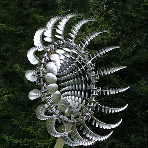 Garden Wind Spinner | Kinetic Multi-Blade | Durable Metal, Reflective Finish, 30in Pole