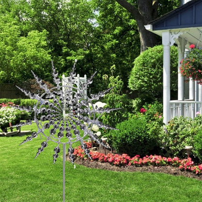 Garden Wind Spinner | Kinetic Multi-Blade | Durable Metal, Reflective Finish, 30in Pole