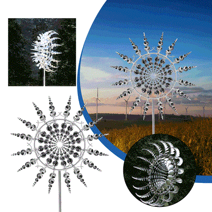 Garden Wind Spinner | Kinetic Multi-Blade | Durable Metal, Reflective Finish, 30in Pole