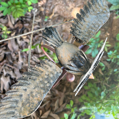 Garden Wind Spinner Stake | Kinetic Eagle & Owl Designs | Powder-Coated Metal | Outdoor Decor