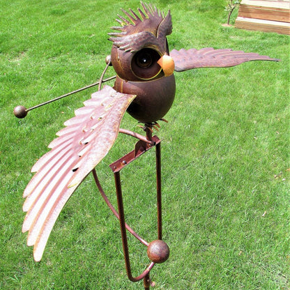Garden Wind Spinner Stake | Kinetic Eagle & Owl Designs | Powder-Coated Metal | Outdoor Decor