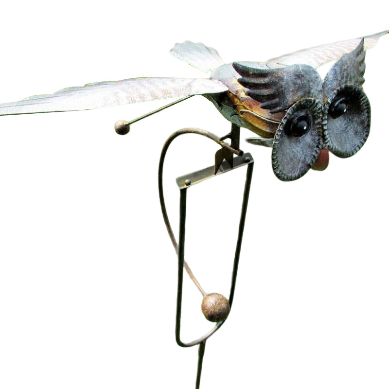 Garden Wind Spinner Stake | Kinetic Eagle & Owl Designs | Powder-Coated Metal | Outdoor Decor