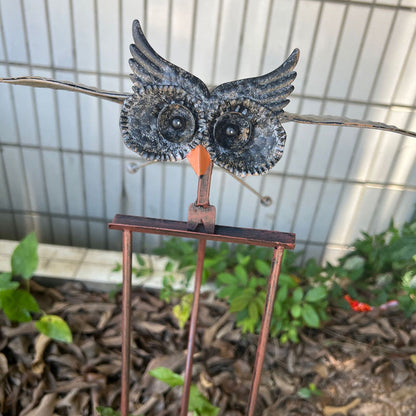 Garden Wind Spinner Stake | Kinetic Eagle & Owl Designs | Powder-Coated Metal | Outdoor Decor