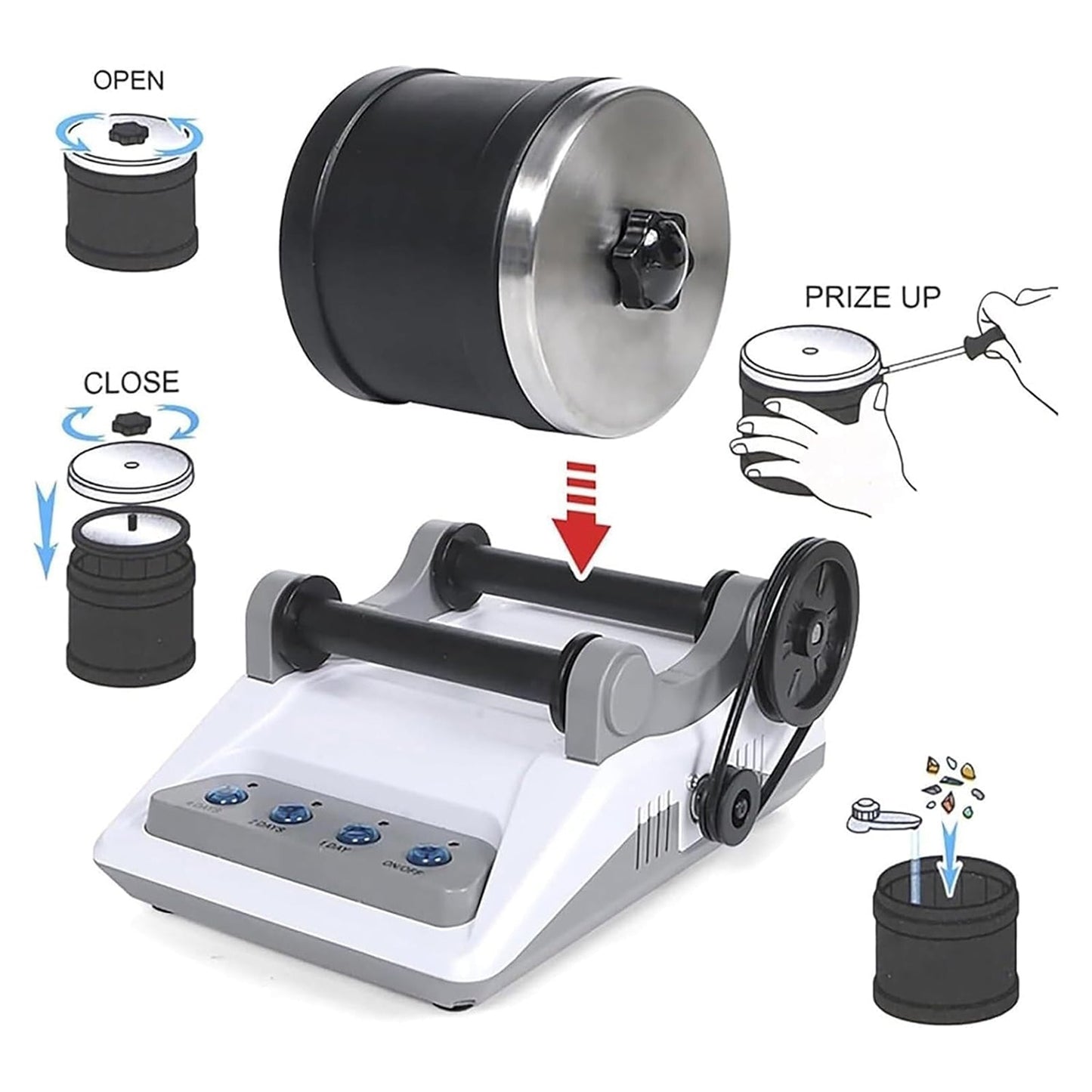 Gemstone Tumbler Kit for Beginners | Quiet, Leak-Proof | Digital Timer