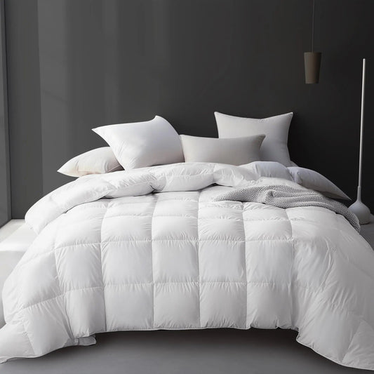 Goose Down Comforter | Breathable Quilted Design | 95% Down Fill | All-Season Comfort