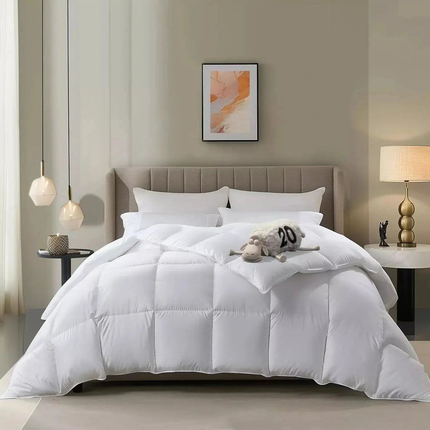 Goose Down Comforter | Breathable Quilted Design | 95% Down Fill | All-Season Comfort