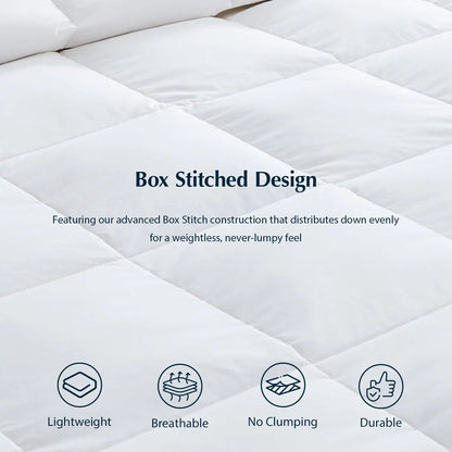 Goose Down Comforter | Breathable Quilted Design | 95% Down Fill | All-Season Comfort