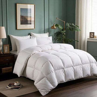 Goose Down Comforter | Breathable Quilted Design | 95% Down Fill | All-Season Comfort