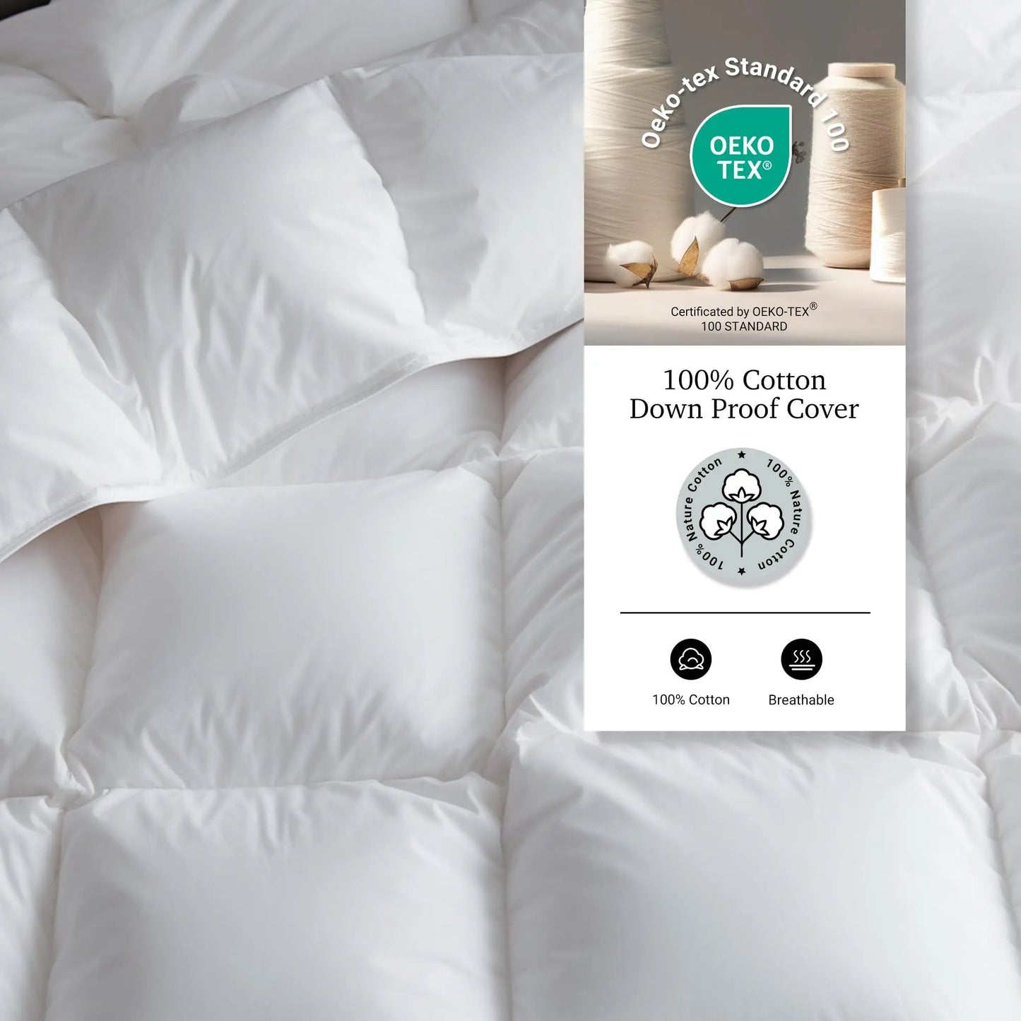 Goose Down Comforter | Breathable Quilted Design | 95% Down Fill | All-Season Comfort