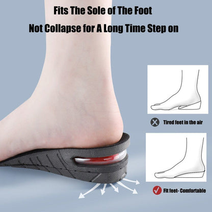 Height Increase Insoles | Adjustable Invisible Heel Lift up to 3.5in | Breathable Foam Cushion