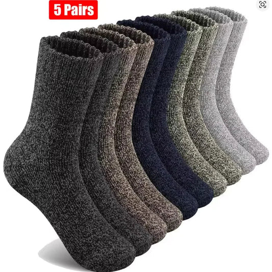 Hiking Socks (Unisex) | Extra Cushioning & Breathable | Merino Wool Blend | 5-Pair Set