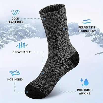 Hiking Socks (Unisex) | Extra Cushioning & Breathable | Merino Wool Blend | 5-Pair Set