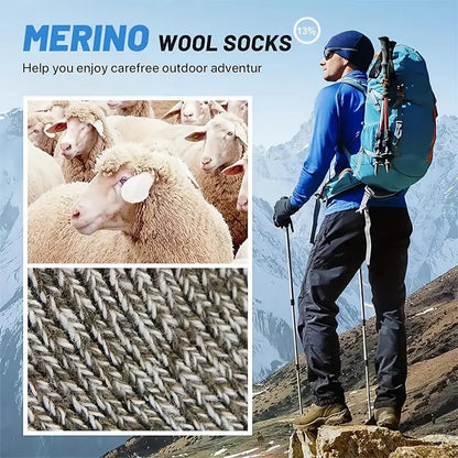 Hiking Socks (Unisex) | Extra Cushioning & Breathable | Merino Wool Blend | 5-Pair Set