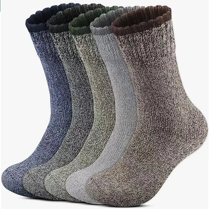 Hiking Socks (Unisex) | Extra Cushioning & Breathable | Merino Wool Blend | 5-Pair Set