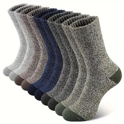 Hiking Socks (Unisex) | Extra Cushioning & Breathable | Merino Wool Blend | 5-Pair Set