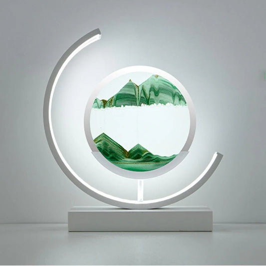Hourglass Table Lamp | Dynamic Sand Art LED | Iron Base & Acrylic Shade | Relaxing Ambiance