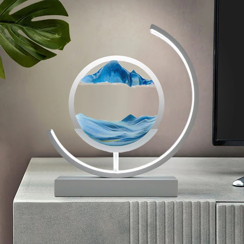 Hourglass Table Lamp | Dynamic Sand Art LED | Iron Base & Acrylic Shade | Relaxing Ambiance
