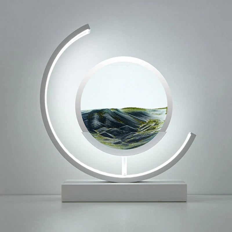 Hourglass Table Lamp | Dynamic Sand Art LED | Iron Base & Acrylic Shade | Relaxing Ambiance