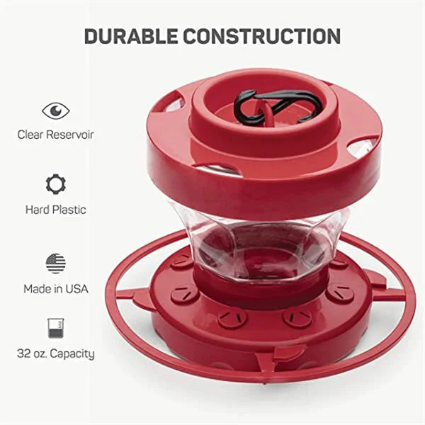 Hummingbird Feeder | Bee-Proof Hanging Design | 16oz Capacity | Ant Moat & Leakproof Base