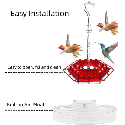 Hummingbird Feeder Hanging | Ant-Proof Moat | 30 Feeding Ports | Shatterproof Outdoor