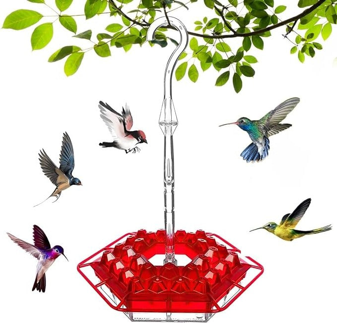 Hummingbird Feeder Hanging | Ant-Proof Moat | 30 Feeding Ports | Shatterproof Outdoor