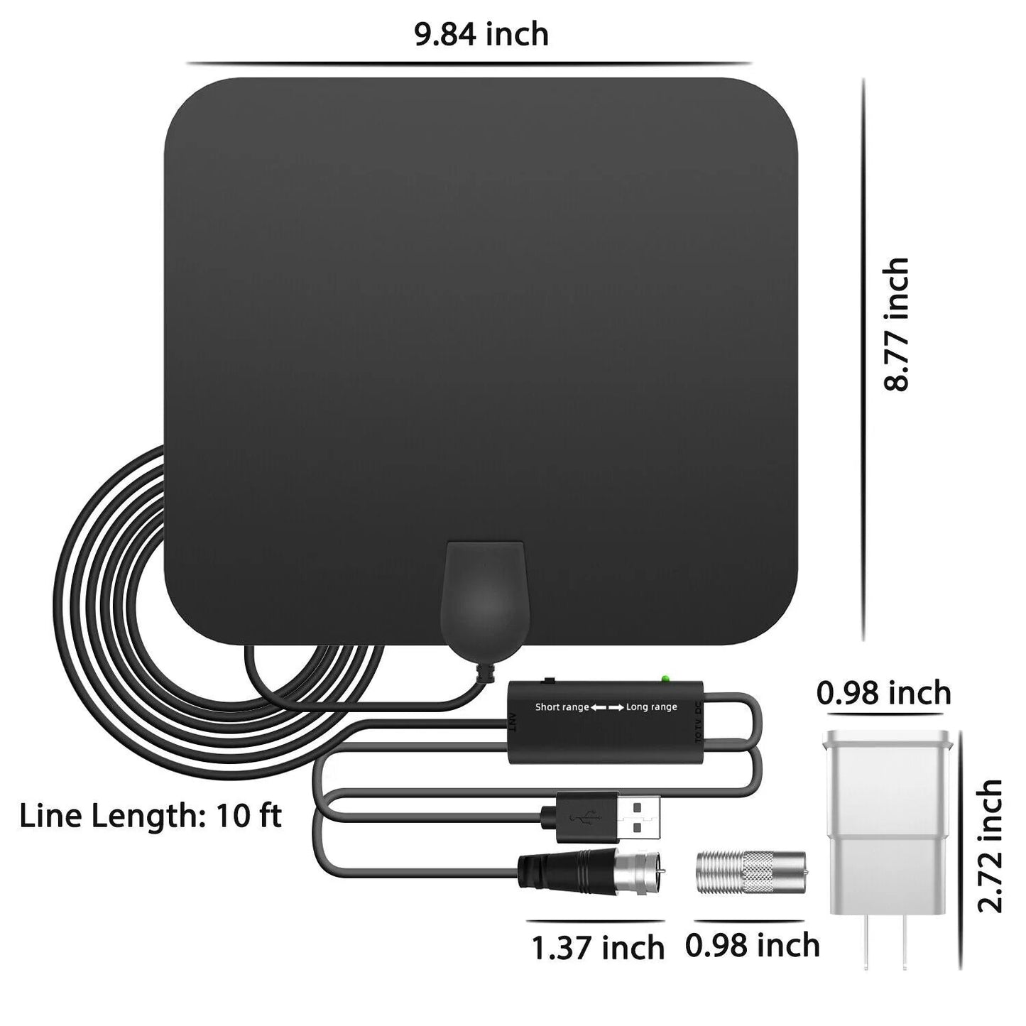 Indoor HDTV Antenna | Amplified Signal Booster & Smart IC | 300-Mile Range