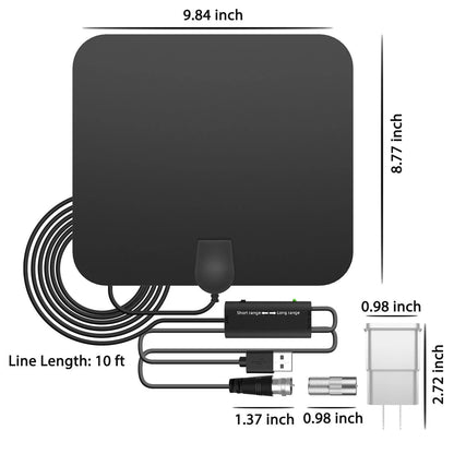 Indoor HDTV Antenna | Amplified Signal Booster & Smart IC | 300-Mile Range