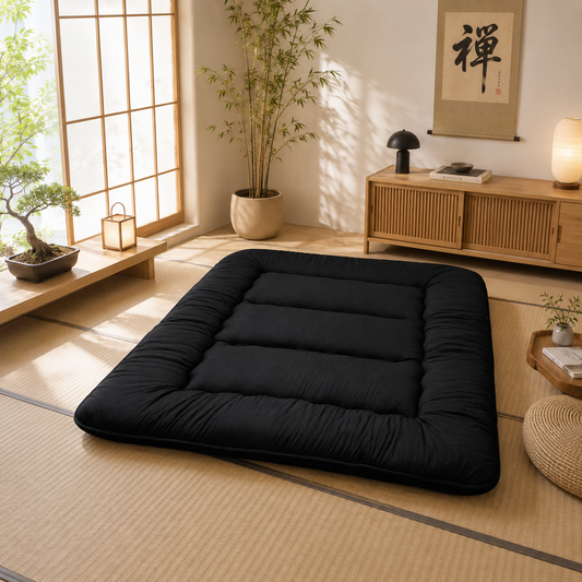 Japanese Floor Futon Mattress for Adults & Kids | 4-Inch Quilted Folding | Washable Polyester