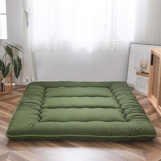 Japanese Floor Futon Mattress for Adults & Kids | 4-Inch Quilted Folding | Washable Polyester