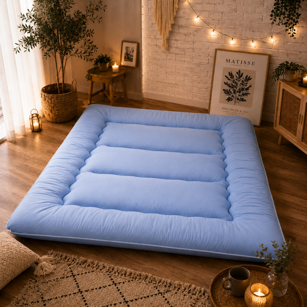 Japanese Floor Futon Mattress for Adults & Kids | 4-Inch Quilted Folding | Washable Polyester