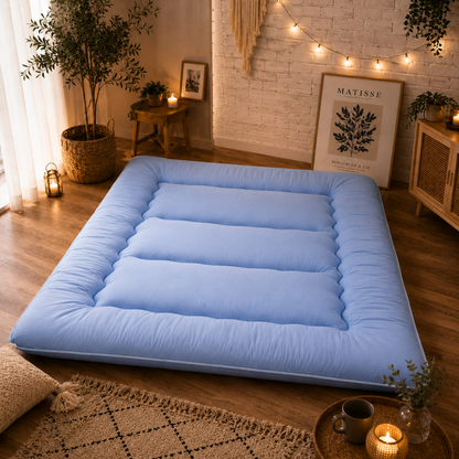 Japanese Floor Futon Mattress for Adults & Kids | 4-Inch Quilted Folding | Washable Polyester
