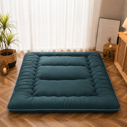 Japanese Floor Futon Mattress for Adults & Kids | 4-Inch Quilted Folding | Washable Polyester