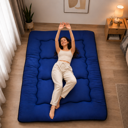 Japanese Floor Futon Mattress for Adults & Kids | 4-Inch Quilted Folding | Washable Polyester
