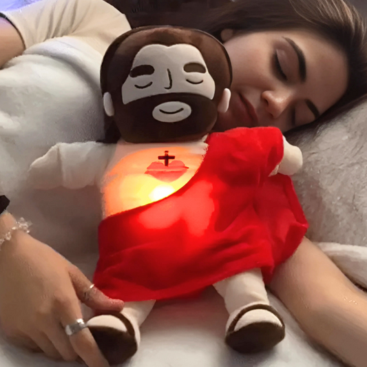 Jesus Plush Toy for Kids | Breathing Soothing Design | Light & Music Modes | Sleep Aid