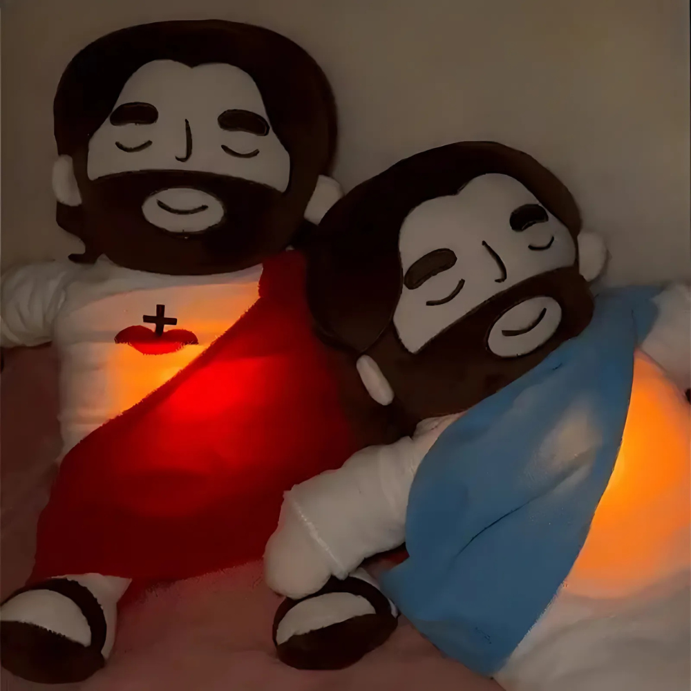 Jesus Plush Toy for Kids | Breathing Soothing Design | Light & Music Modes | Sleep Aid