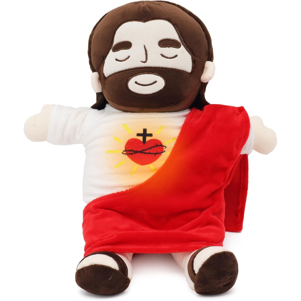 Jesus Plush Toy for Kids | Breathing Soothing Design | Light & Music Modes | Sleep Aid