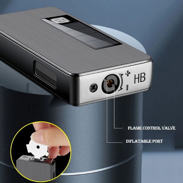 Jet Lighter | Solar Charging & LED Light | Metal Construction | Compact for Camping