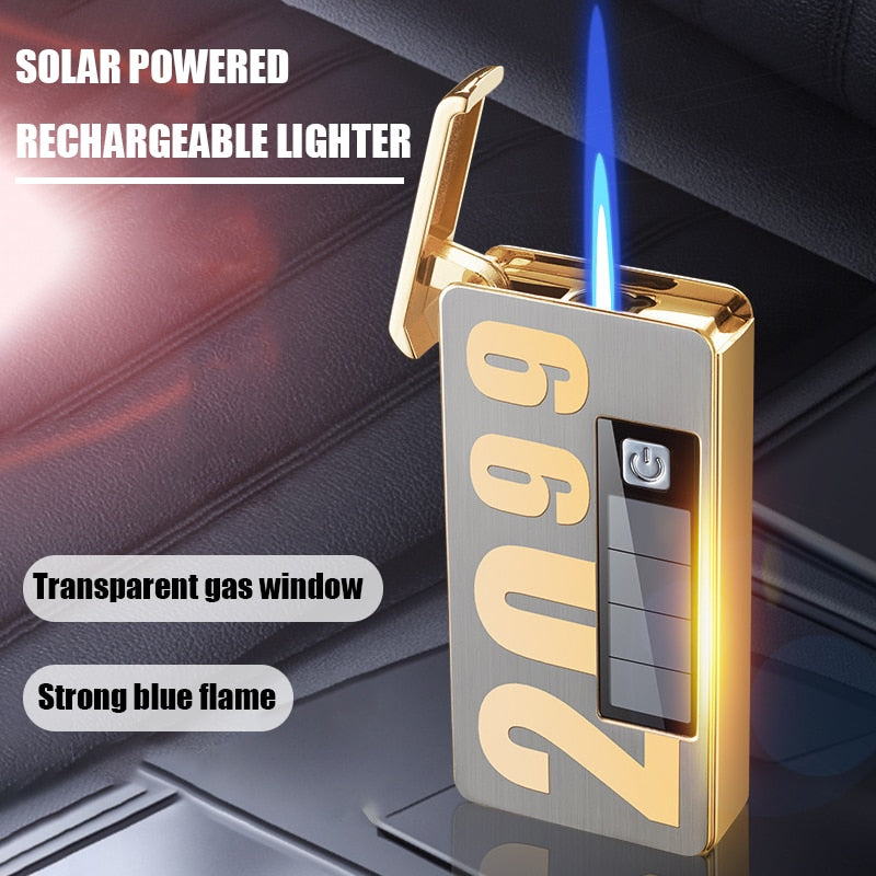 Jet Lighter | Solar Charging & LED Light | Metal Construction | Compact for Camping
