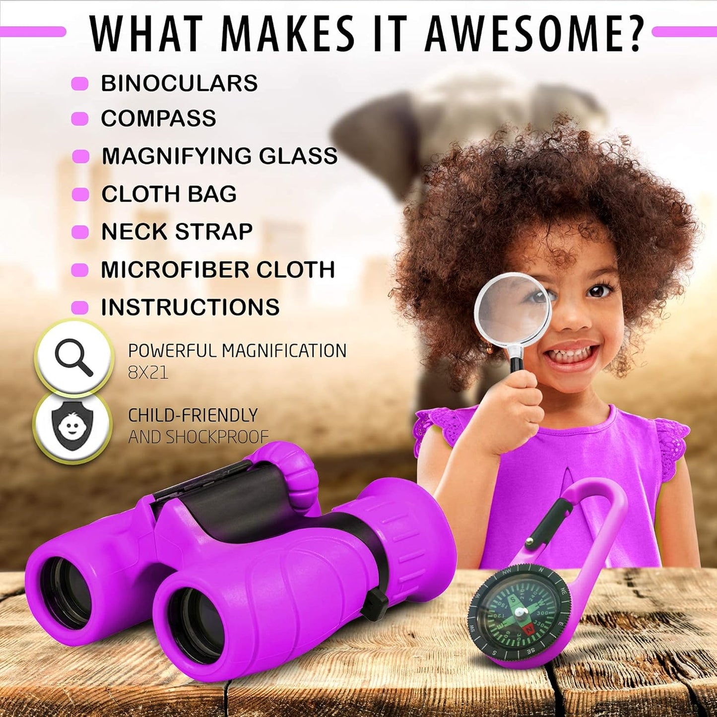Kids Binoculars | 8x21 Magnification | Shockproof & Lightweight | Outdoor Adventures